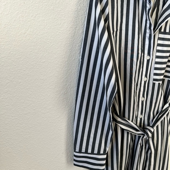 Who What Wear Stripe Long with Tie Belt Dress Pockets - Picture 4 of 11